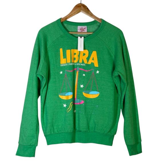 NWT Midnight Rider Anthropologie Libra Sweatshirt Womens M Green Astrology Cozy - Picture 4 of 9